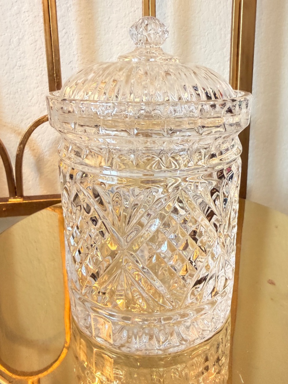 Crystal Cut Glass Candy Trinket Jar